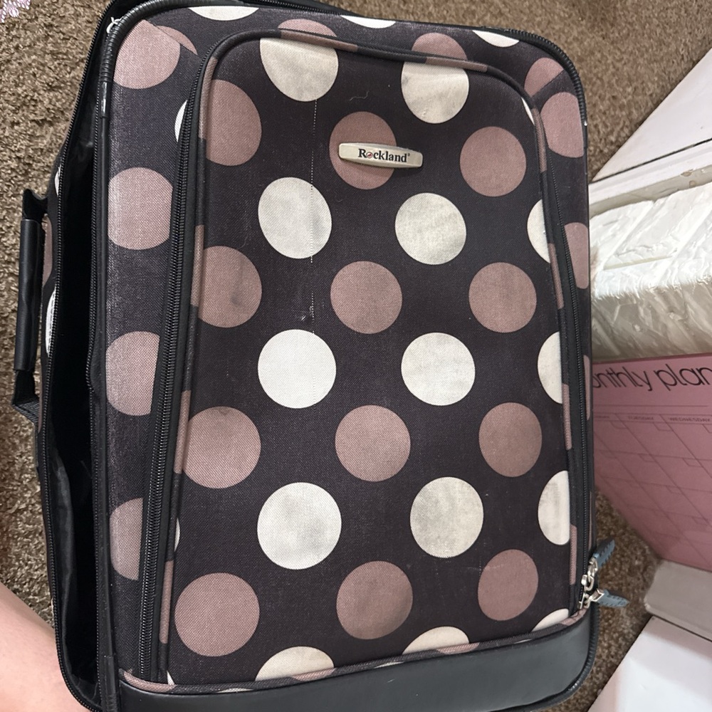 Polka Dot Travel Bag - Black and Brown